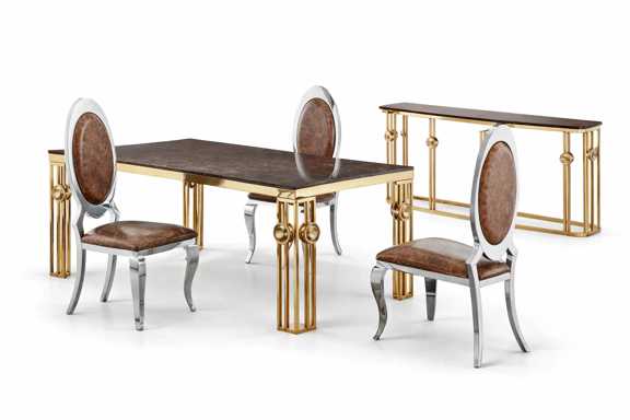 Oval spoon-shaped restaurant hall chair with PVD plated iron material